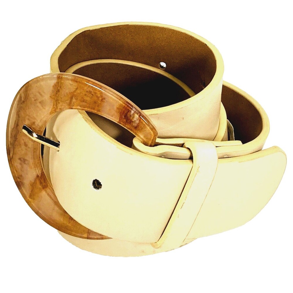 Faux Leather Belt Buckle Tortoise Marbled Tan Target M L fits 32"-38" Y2K